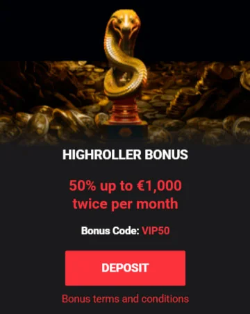 Highroller-Bonus Cobra Casino
